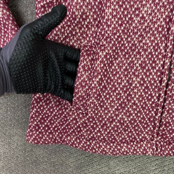 LL Bean Fleece Full Zip Jacket Womens XL Petite Red Anorak Diamond Fleece sherpa - Picture 4 of 12